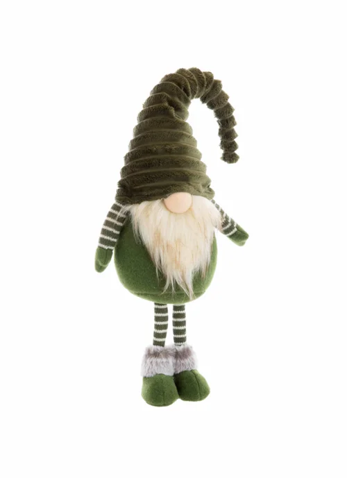 Extérieur qualité:Gnome debout en tissu avec manches rayées vertes - 22 x 14 x 65 cm