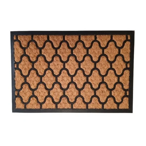 Jardin & loisirs:Tapis grattoir en coco tissé et maille caoutchouc coloris beige pour extérieur E/C Sweetsol - 40 x 60 cm