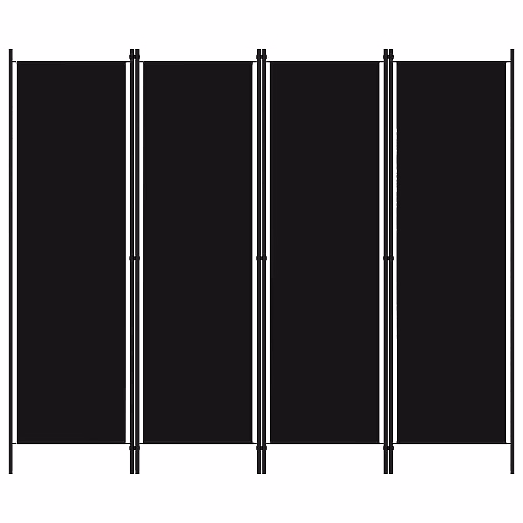 Cloison de séparation 4 panneaux Noir 200 × 180 cm vidaXL
