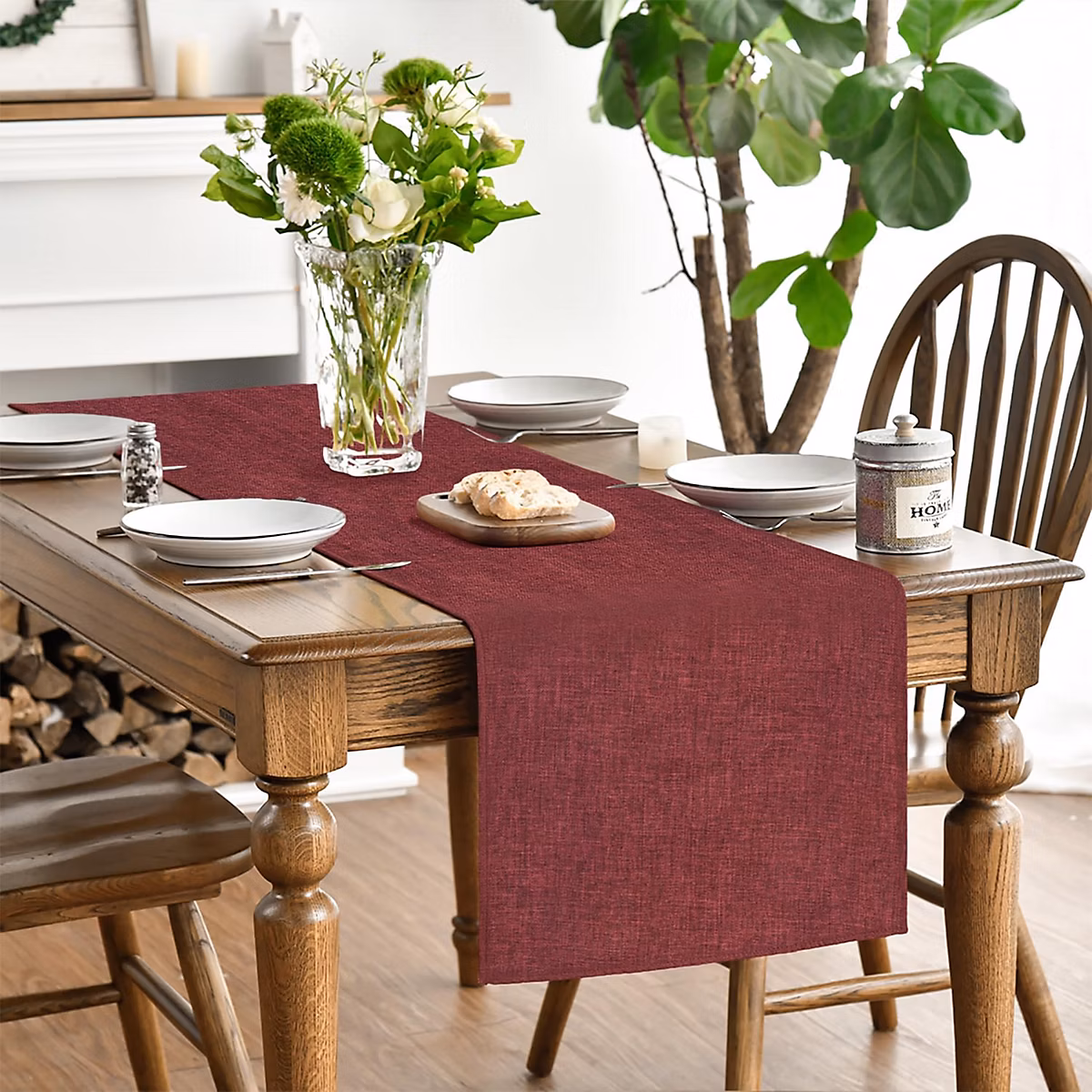 Chemin de Table Polyester Rouge Bordeaux 40 × 180 cm