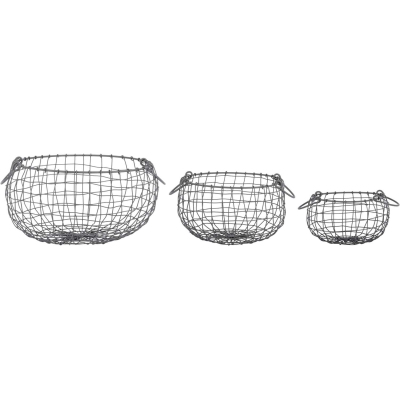 Panier forme arrondie en métal (Lot de 3)