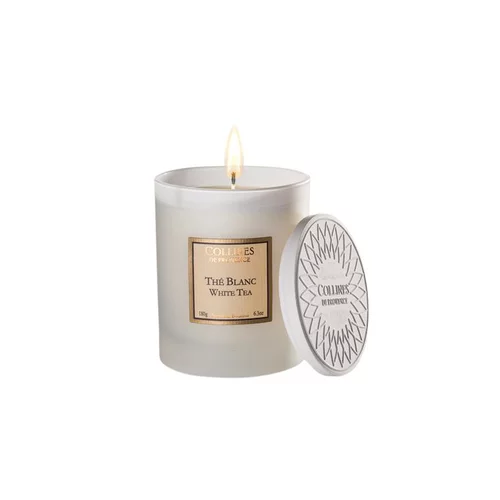 Le pratique au jardin:Bougie parfumée blanche 180 g parfum Thé blanc