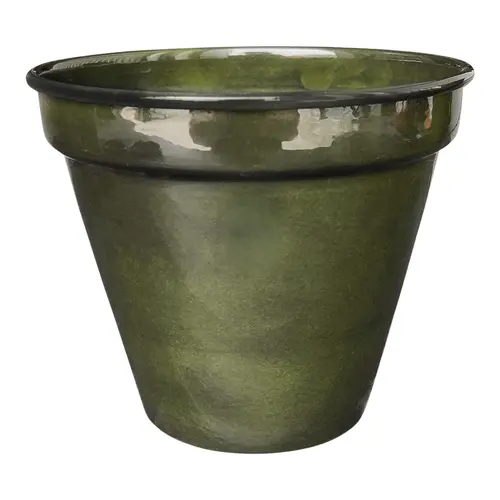 La solution pour votre jardin:Pot conique en métal recyclé coloris vert algue vif Upcycle Conique - Ø 18,5 x H 16 cm