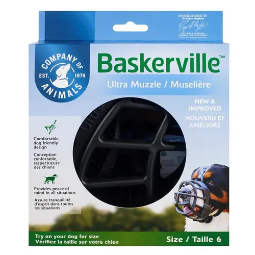 Espace vert utile：Muselière pour chien noire caoutchouc thermoplastique Baskerville Ultra – Taille 6