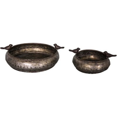 Set de 2 mangeoires à oiseaux en zinc