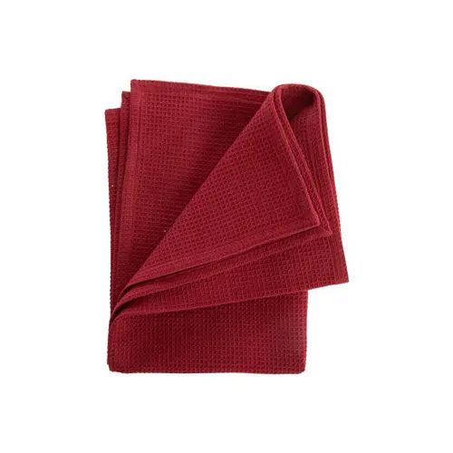 Pour faciliter la vie dehors:Torchon en coton rouge nid d’abeille - 50 x 70 cm