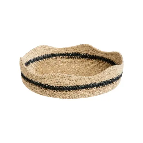 Une idée pour le jardin：Corbeille bicolore à bord vague en osier naturel/brun moyen modèle - 23 x 23 x 7 cm