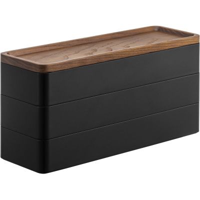 Boite à bijoux 3 niveaux en plastique Slim (Noir)