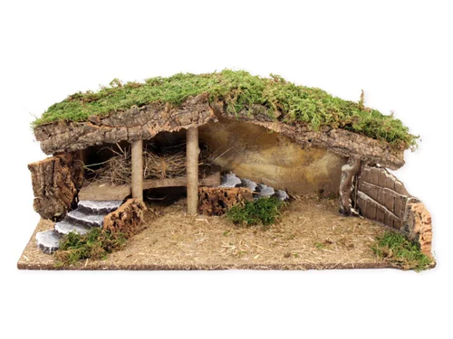 Espace vert facile:Crèche vide avec grange et escalier Bertoni - 54 x 25 x 21 cm