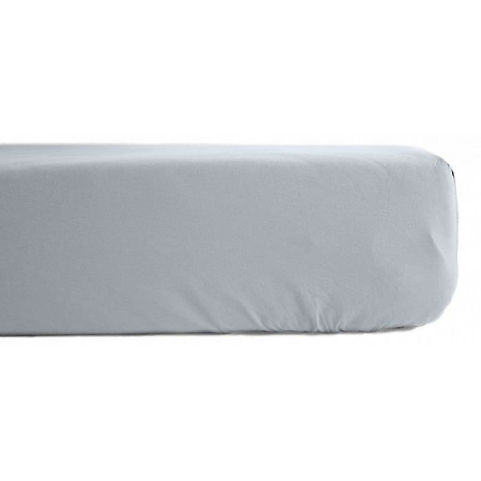 Drap housse percale pur coton peigné longues fibres 80 fils/cm² avec bonnet de 35 cm Vent du sud – 140x190, Neige