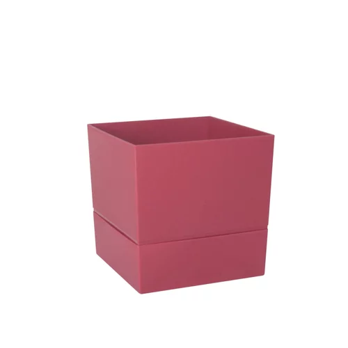 Solution pour le jardin：Pot carré à réserve d’eau en polypropylène rose Terra Eda Aquaduo - 24,3 x 24,3 cm