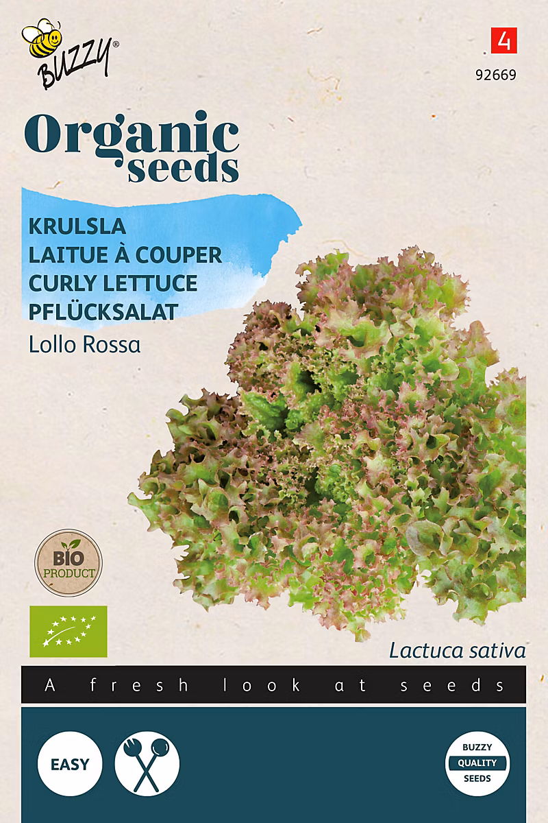 Buzzy Organic Laitue à couper Lollo Rossa- bio Semences – Ca. 0, 5 gr