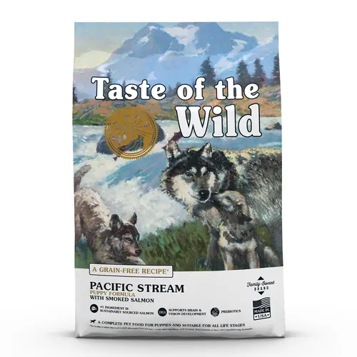Vie au jardin：Croquettes pour chiot sans céréales saumon Taste of the Wild Pacific Stream - 12,2 kg