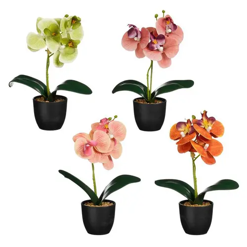Pour un extérieur accueillant:Orchidée artificielle colorée en pot - Ø 12 x H 26 cm