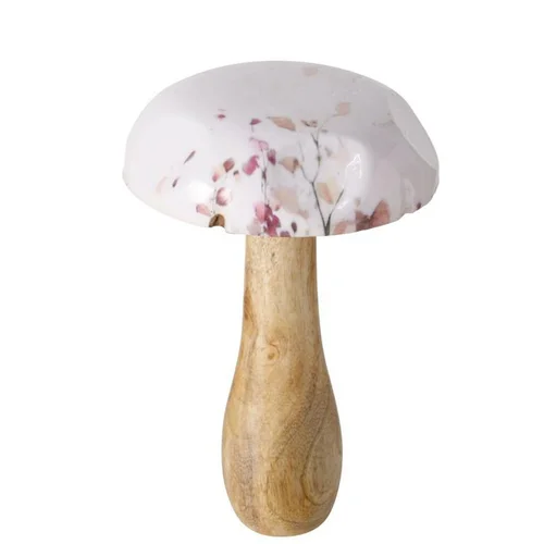La solution pour vos extérieurs:Champignon décoratif Bernada coloris marron en bois de manguier - Ø 10 cm