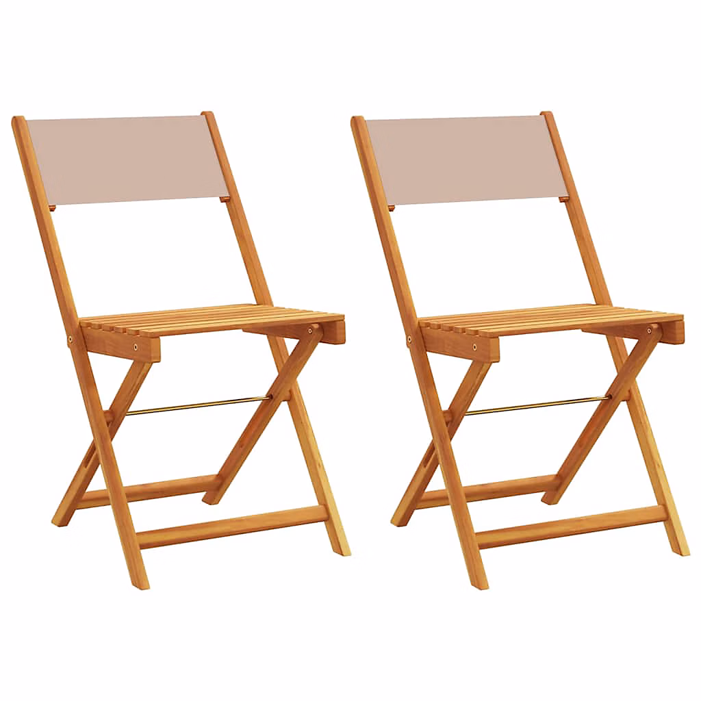 Chaises pliantes 2 pièces en bois d'acacia massif taupe et tissu vidaXL – Réf. NCBMSHEFZ8204374771