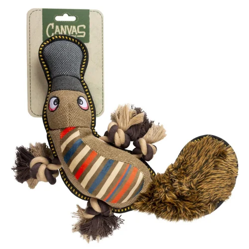 Idéal pour le jardin:Jouet pour chien coloris marron peluche ornithorynque Duvoplus Canvas - 34 x 21 x 6 cm
