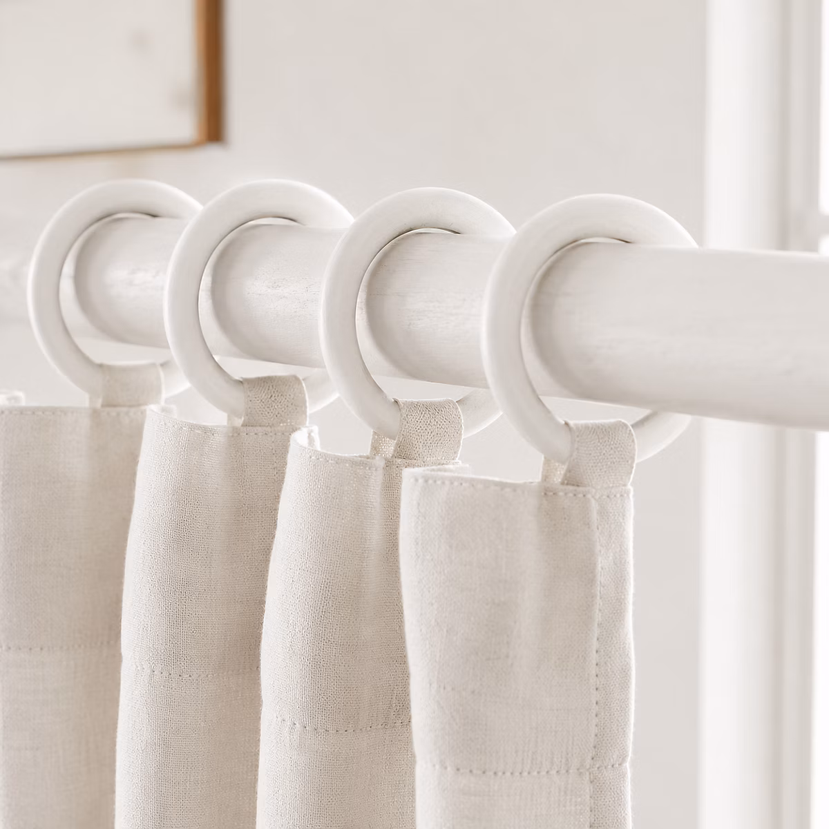 Anneaux en Bois Blanc de 37 × 55mm pour barre à rideaux | Paquet de 8 – Boulet