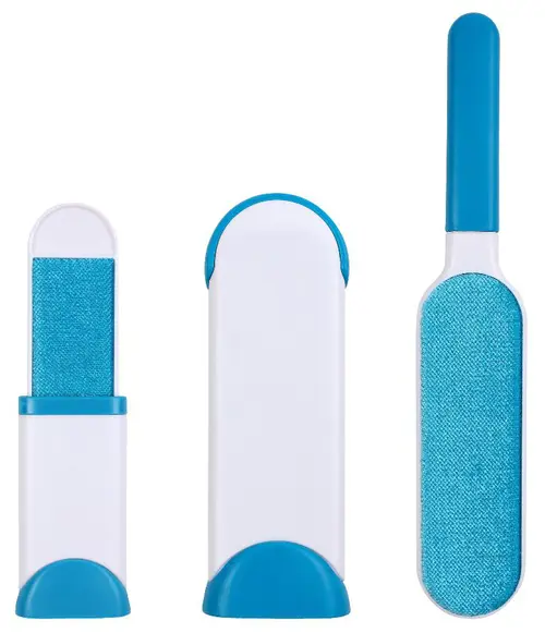 Pour les espaces verts:Brosse anti-poils magique coloris bleu Wouapy