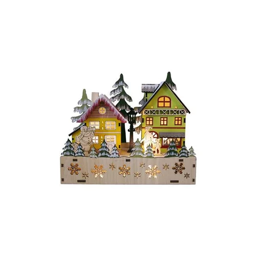 Pour plus de confort au jardin:Scénette 5 LED maison et flocons de neige 20x8.5x16.5 cm