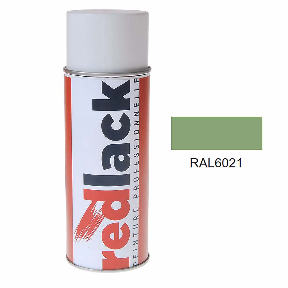 Bombe de peinture Aérosol – spray, 400ml, RAL 6021 Vert pâle, Brillant, multisupport, Redlack, RAL6021