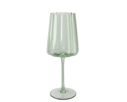 Espace vert pratique:Verre sur pied vert en verre transparent Floral - Ø 8,2 x H 21 cm