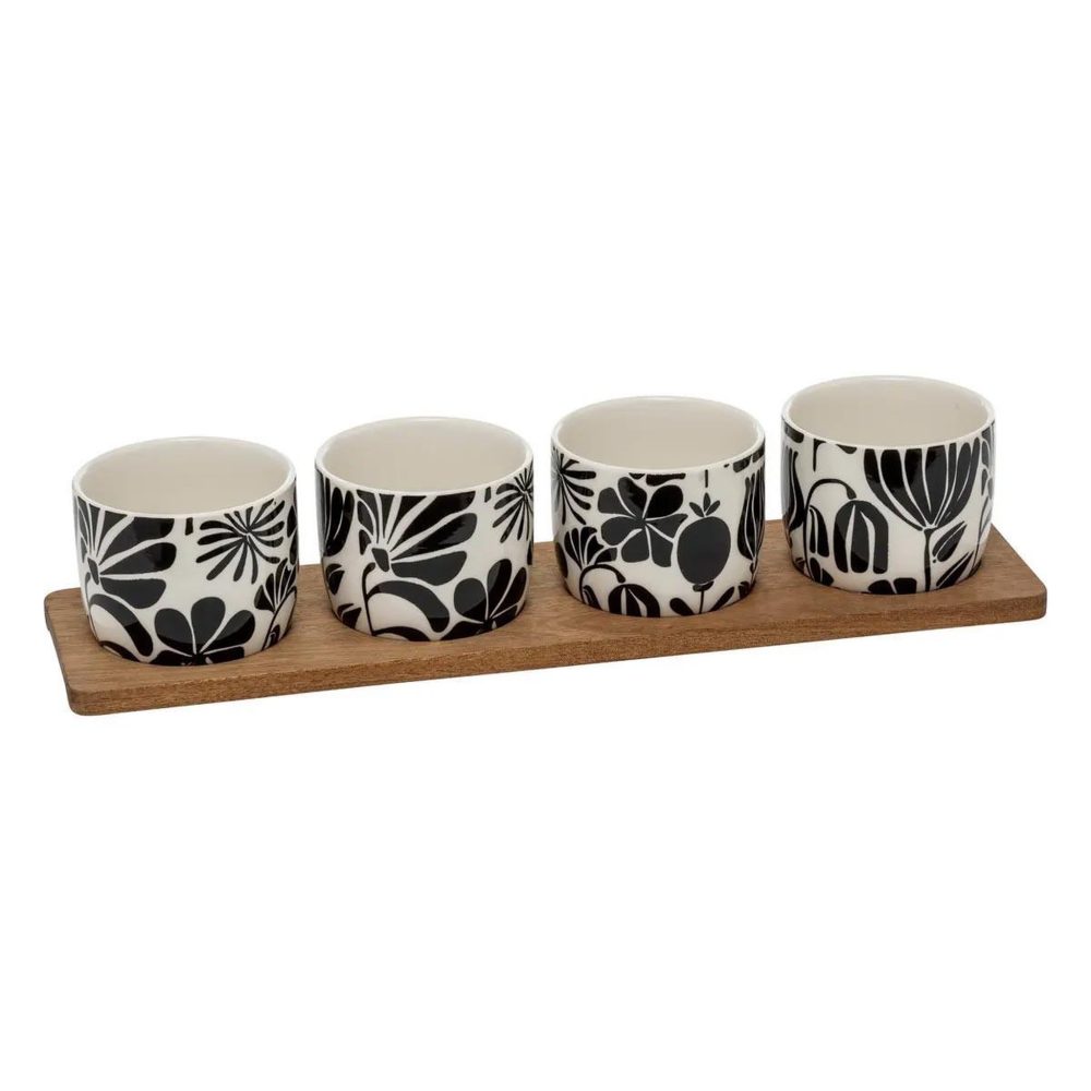 SECRET DE GOURMET Service apéritif 5 pièces twisted lime 41cm noir & banc – 5 pièces 41cm