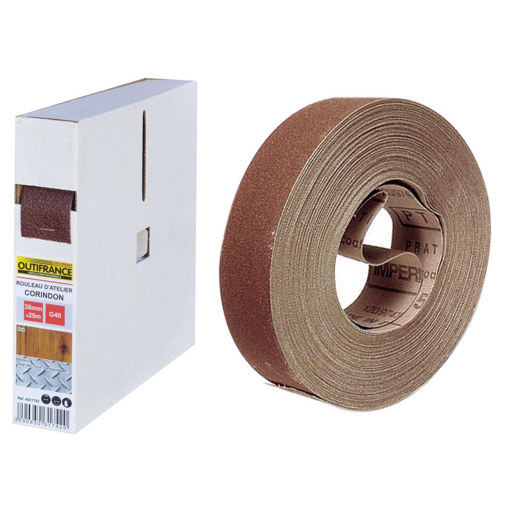 OUTIFRANCE Rouleau d'atelier corindon 38mm x 25m gr.240 – 38mm 25m