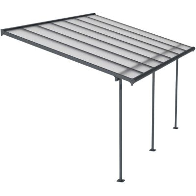 Pergola à adosser en aluminium gris et polycarbonate Sierra (3 x 4.3 m)