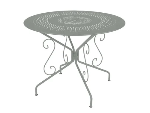 Adapté au jardin：Table Montmartre coloris gris en acier Fermob - Ø 96 x 74 cm
