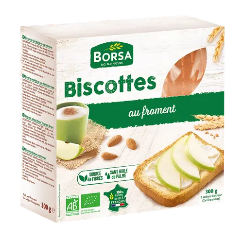 Pour vos moments au jardin:Biscottes au froment bio Borsa - 300 g