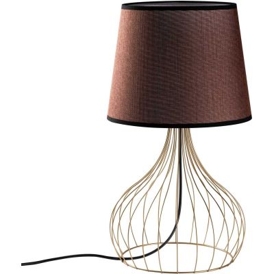 Lampe à poser en métal et tissu Telıs (Doré, Marron)