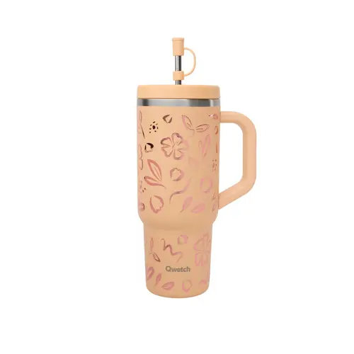 Utile au jardin:Travel cup isotherme en inox Qwetch Moani abricot - 900 ml