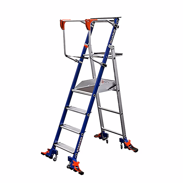 Escabeau de rayonnage 4 marches – Hauteur de travail max. 2.94m, 614914