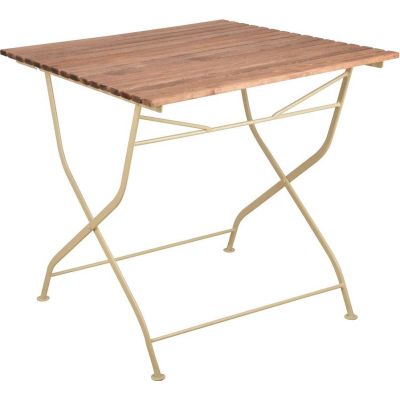 Table pliable en bois et métal (Crème)
