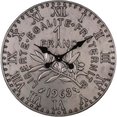 Horloge en fer pièce de monnaie 60 cm (1 franc - Argent)