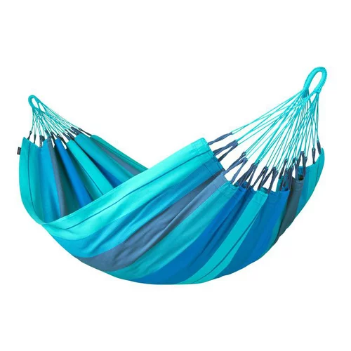 Pour un jardin agréable：Hamac simple en coton bio bleu La Siesta Modesta Lagoon - 300 x 140 cm