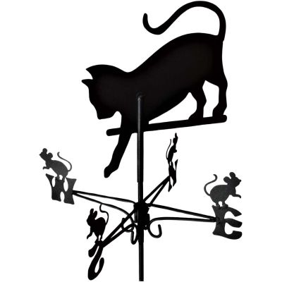 Girouette en acier noir (Chat qui chassent des souris)