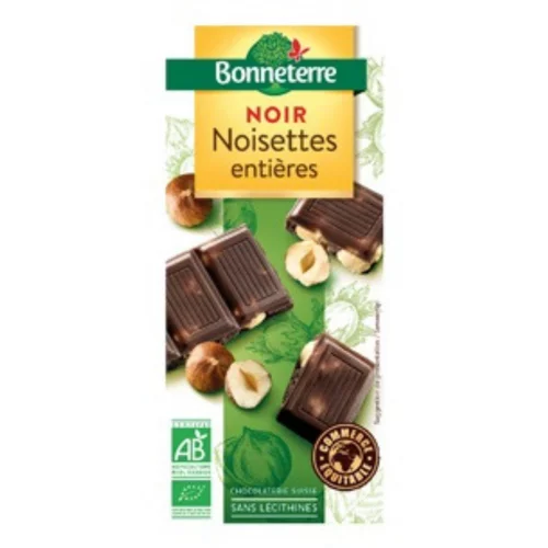 Facile dehors：Chocolat noir aux noisettes entières - 200 gr
