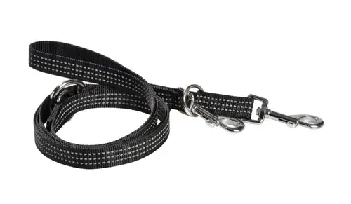 Ambiance jardin：Laisse pour chien en nylon tressé coloris noir 3 positions Bobby Safe - Taille S/M