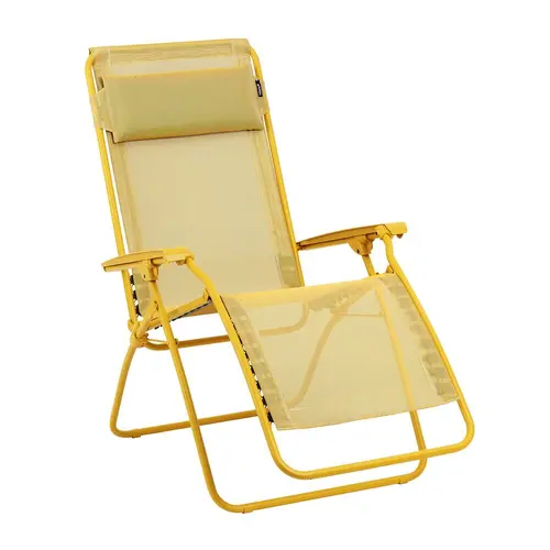 Jardin à aménager：Chaise longue pliante Relax R CLIP colorblock Lafuma Batyline® coloris jaune en métal - 68 x 88 x 115 cm