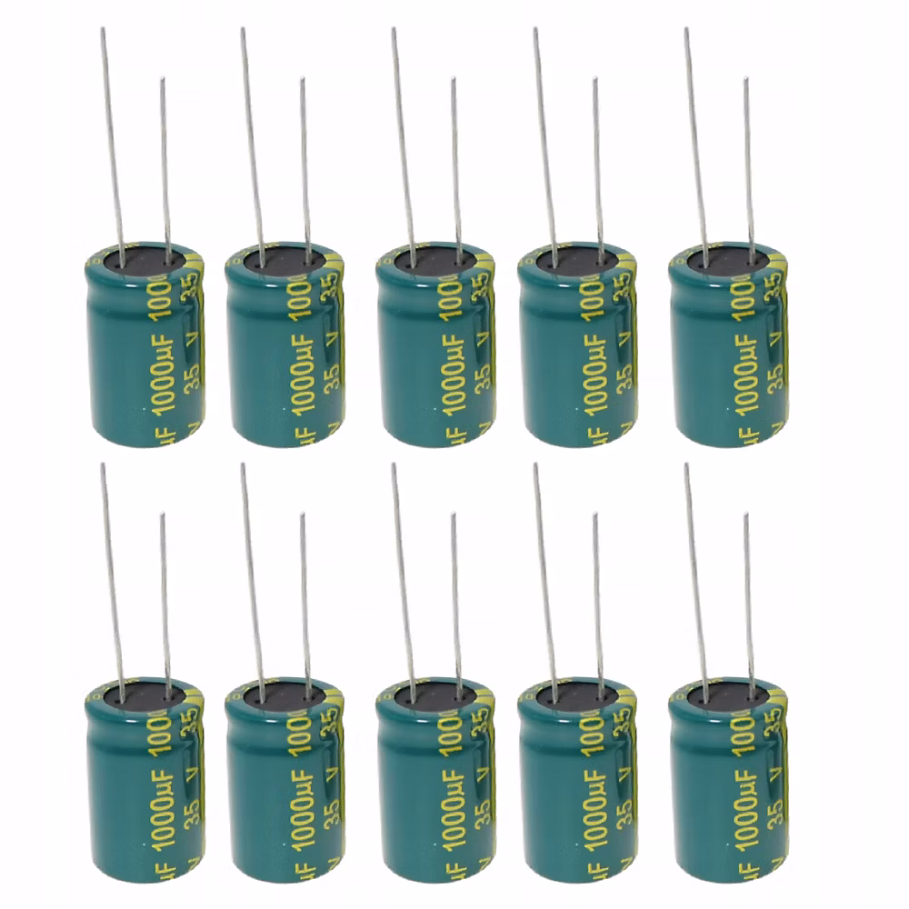 Condensateur Électrolytique Low ESR 1000 uF 16V – Lot de 10, 10 × 17 mm, Pas 5 mm, -40C à +105C
