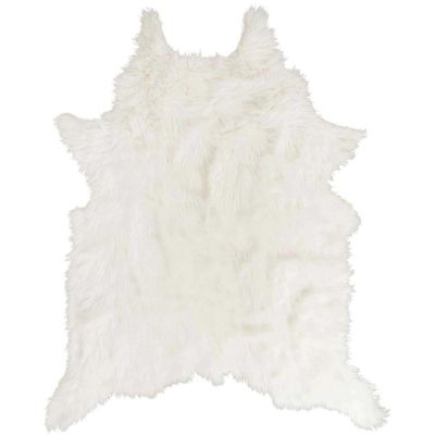 Tapis en fausse fourrure Peau de bête 120 x 2 x 158 cm (Blanc)