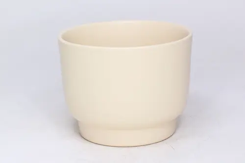 Un plus pour vos extérieurs:Cache-pot en céramique coloris crème mat Calm - Ø 15,2/14,2 x H 13,3 cm