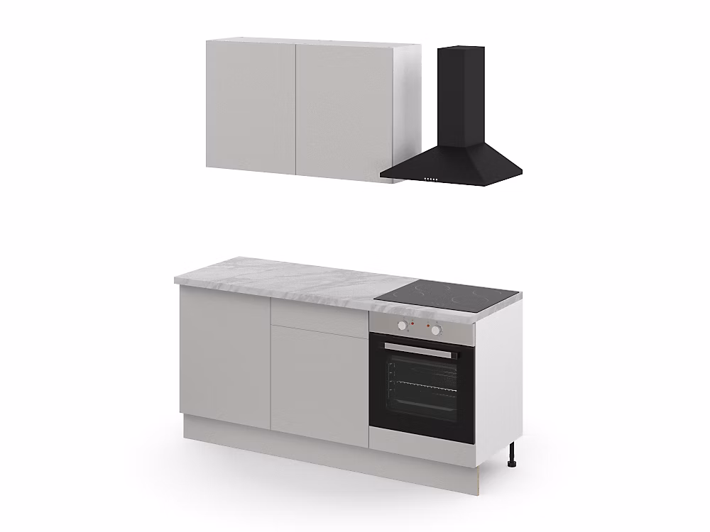 Cuisine complète GoodHome Stevia gris mat 2 caissons hauts + 3 bas sans électroménager l.80 cm | Cuisine