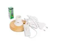 Confort jardin：Kit électrique avec ampoule et socle rond en bois pour photophore maison taille L - les 3 pièces