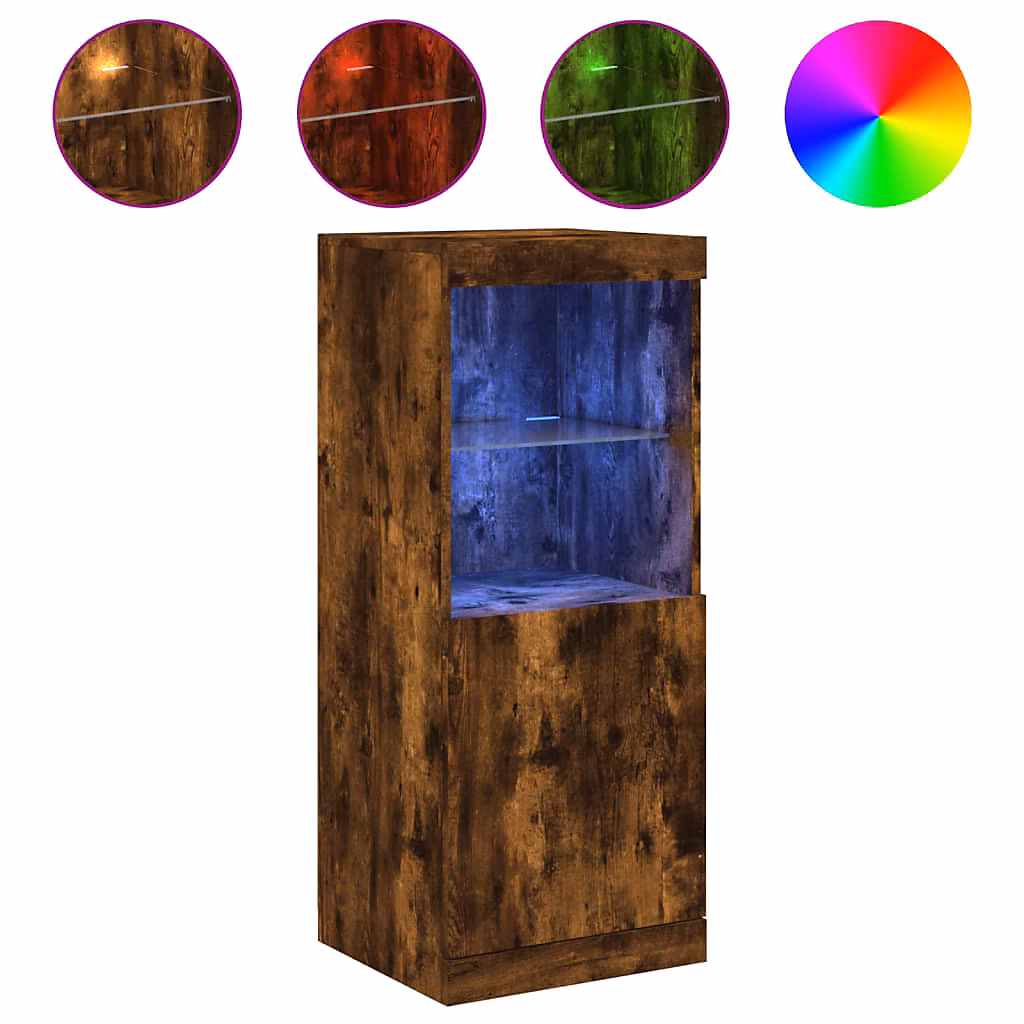Buffet avec lumières LED chêne fumé 41 × 37 × 100 cm vidaXL
