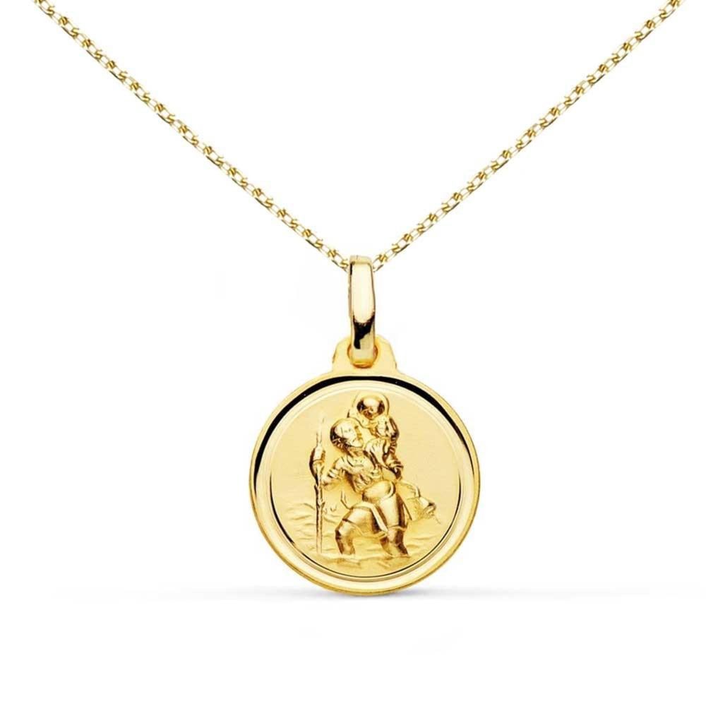 L'ATELIER D'AZUR Collier - Médaille Or 18 Carats 750/1000 Saint Christophe - Chaîne Dorée & Gravure Offerte