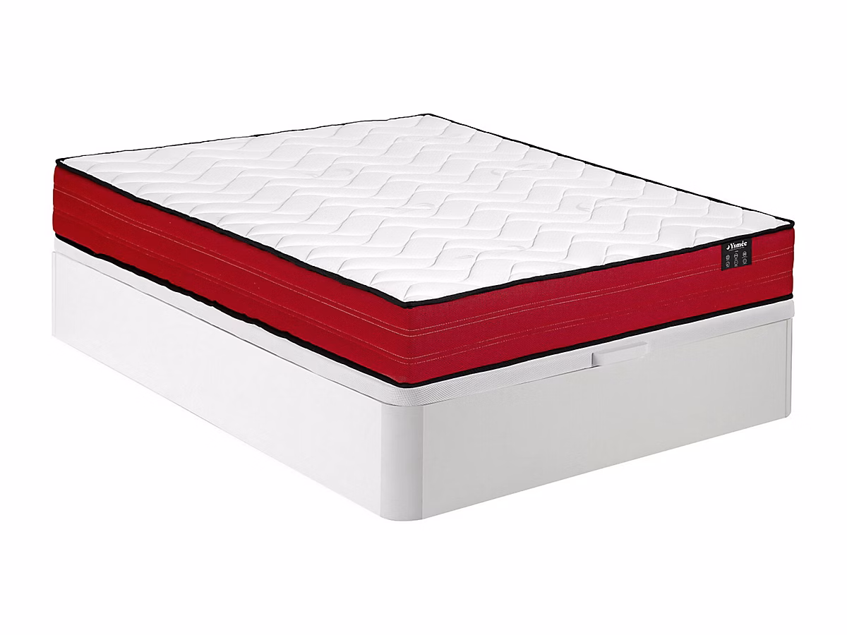 Ensemble 160 × 200 cm sommier coffre blanc + matelas ressorts ensachés ép.20cm – JUBIA de YSMÉE