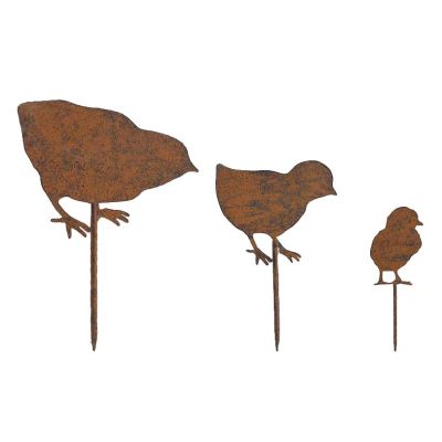 Set 3 piques pour jardinière famille oiseaux